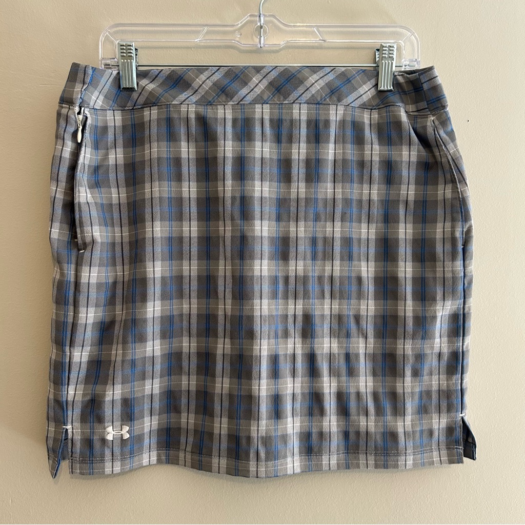 Under Armour Golf Grey & Blue Plaid Skirt W Shorts Underneath Sz 10 Med Large